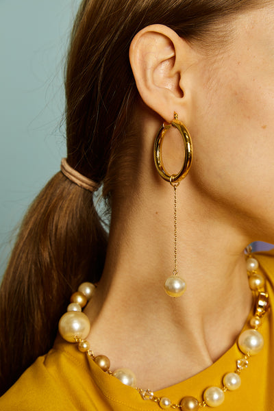 Requiem pearl hoop earrings - gold