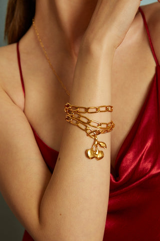 Odelle cherry necklace/ bracelet - gold