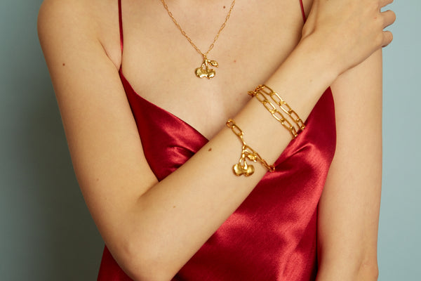 Odelle cherry necklace/ bracelet - gold