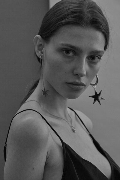 Giselle hoop and star earrings (gold, silver)