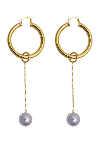 Requiem pearl hoop earrings - lilac