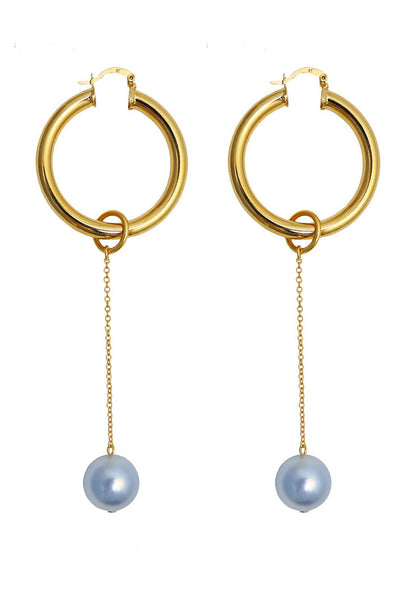 Requiem pearl hoop earrings - sapphire